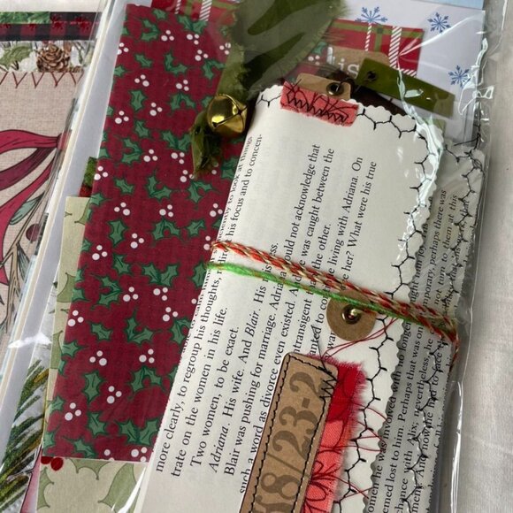 Christmas Junk Journal  With Charm u Washi  Fabric Wrap Tons Ephemera Handmade C - Picture 16 of 16